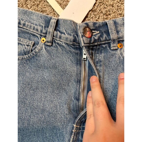 NEW Alohas Marina Denim Column Maxi Skirt Light Blue Wash Slit Front High-Rise - Picture 9 of 14